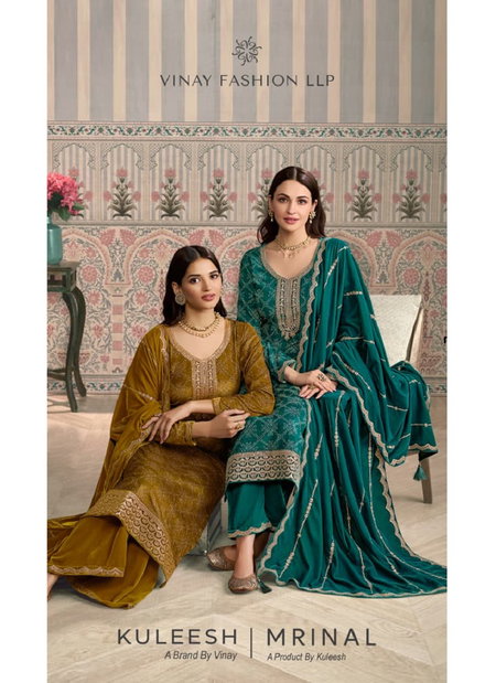 Mrinal By Vinay Kuleesh Printed Velvet Embroidery Work Dress Material Suppliers In India